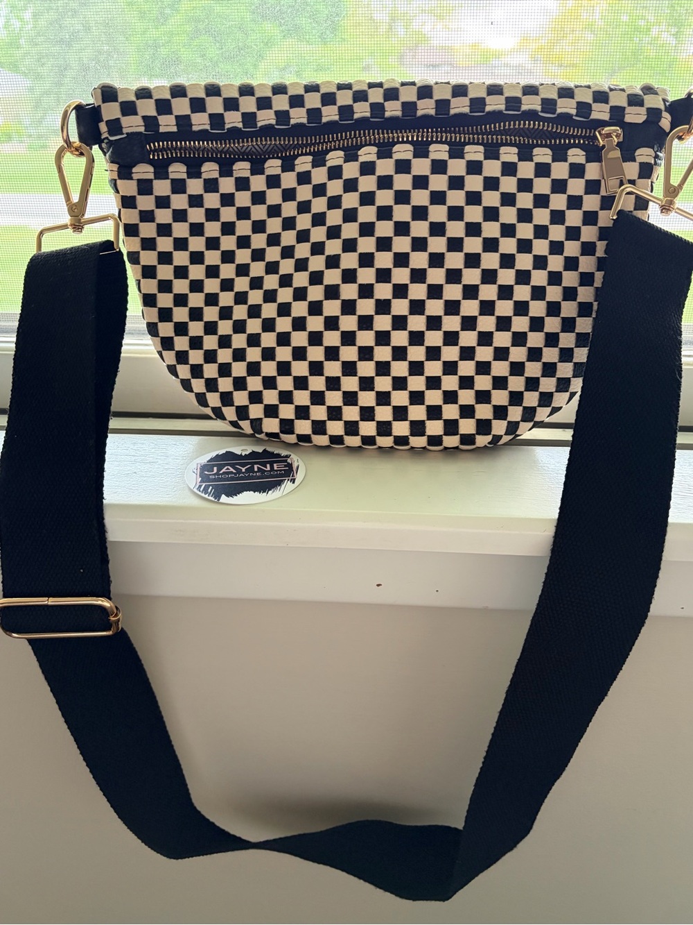 Pretty Simple “Original” Westlyn Woven Bum Bag Checkered Black Crossbody - Picture 12 of 13